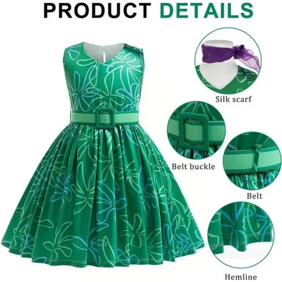 Green Disgust Costume Joy Cosplay Dress Party Cosplay Dress up - Picture 5 of 7